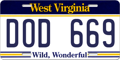 WV license plate DOD669