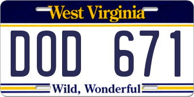 WV license plate DOD671