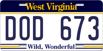 WV license plate DOD673