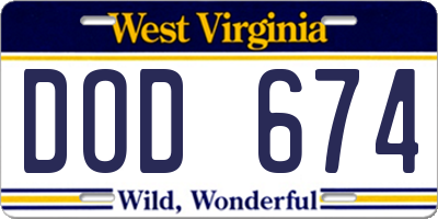 WV license plate DOD674