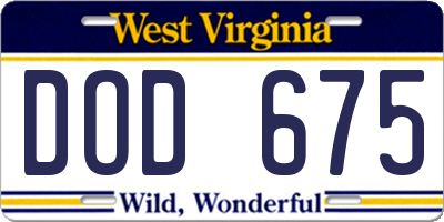 WV license plate DOD675