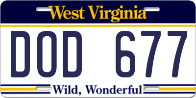 WV license plate DOD677