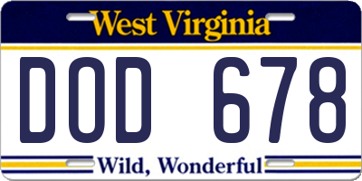 WV license plate DOD678