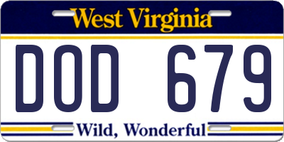 WV license plate DOD679