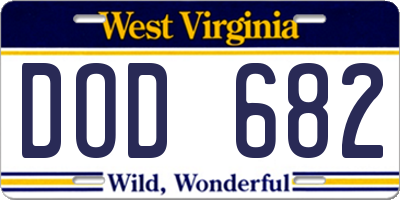WV license plate DOD682