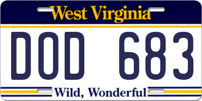 WV license plate DOD683