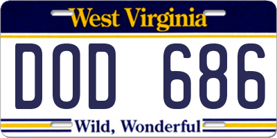 WV license plate DOD686