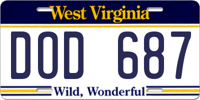 WV license plate DOD687