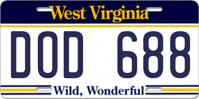 WV license plate DOD688