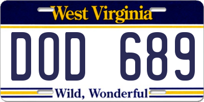 WV license plate DOD689