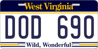 WV license plate DOD690