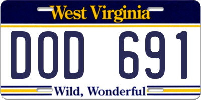 WV license plate DOD691