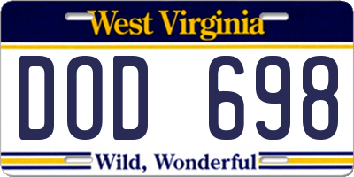 WV license plate DOD698