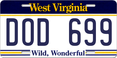 WV license plate DOD699