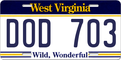 WV license plate DOD703