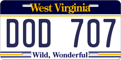 WV license plate DOD707
