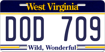 WV license plate DOD709