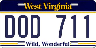 WV license plate DOD711