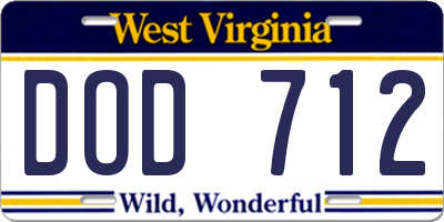 WV license plate DOD712