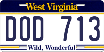 WV license plate DOD713