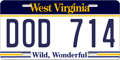 WV license plate DOD714