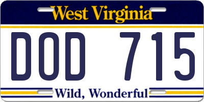 WV license plate DOD715