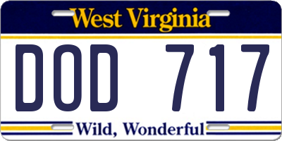 WV license plate DOD717