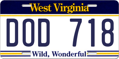 WV license plate DOD718