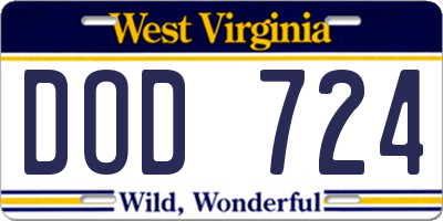 WV license plate DOD724