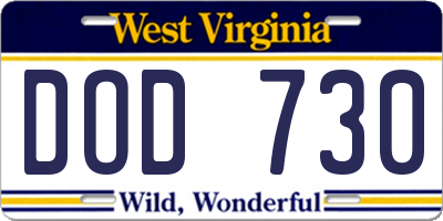 WV license plate DOD730