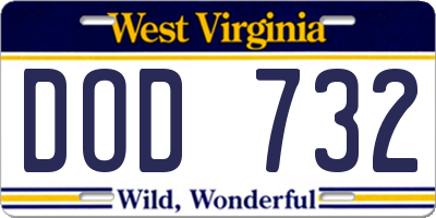 WV license plate DOD732