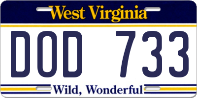 WV license plate DOD733