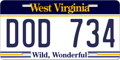 WV license plate DOD734