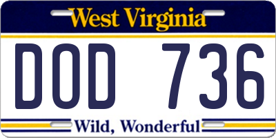 WV license plate DOD736