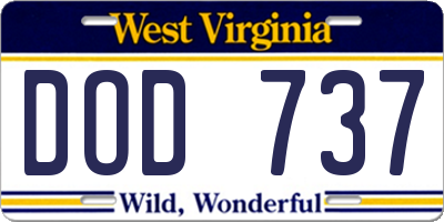 WV license plate DOD737