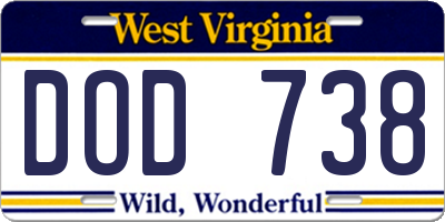 WV license plate DOD738
