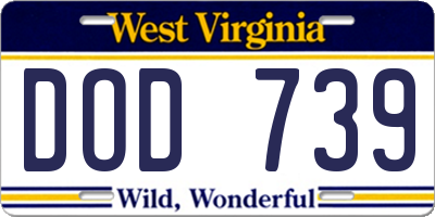 WV license plate DOD739