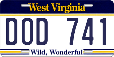 WV license plate DOD741