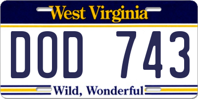 WV license plate DOD743