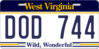 WV license plate DOD744