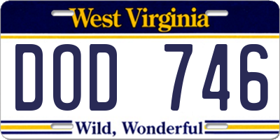 WV license plate DOD746