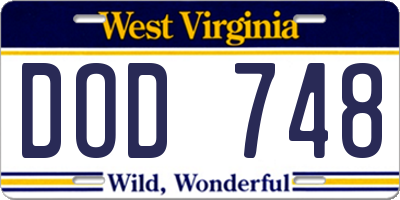 WV license plate DOD748