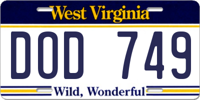 WV license plate DOD749