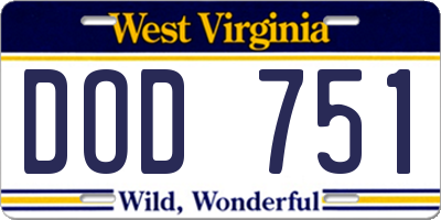 WV license plate DOD751