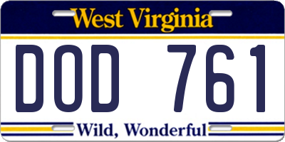 WV license plate DOD761