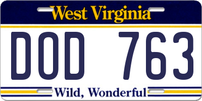 WV license plate DOD763