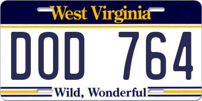 WV license plate DOD764