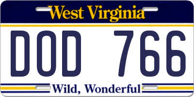 WV license plate DOD766