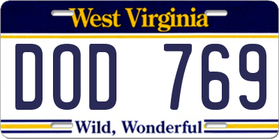 WV license plate DOD769