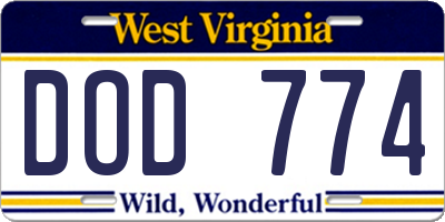 WV license plate DOD774